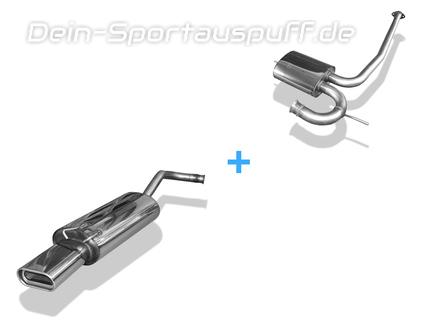 Fox Edelstahl Sportauspuff-Komplettanlage ab Kat Renault 19 5-türig u. Cabrio 135x80mm flachoval eingerollt abgeschrägt mit Absorber