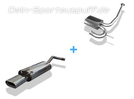 Fox Edelstahl Sportauspuff-Komplettanlage ab Kat Renault 19 5-türig u. Cabrio 160x80mm flachoval eingerollt abgeschrägt mit Absorber