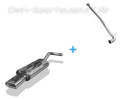 Fox Edelstahl Racing-Komplettanlage ab Kat. Renault 19 5-türig u. Cabrio 135x80mm flachoval eingerollt abgeschrägt mit Absorber