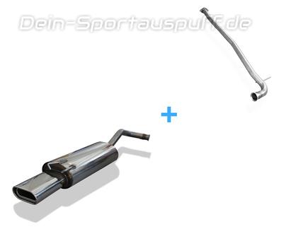 Fox Edelstahl Racing-Komplettanlage ab Kat. Renault 19 5-türig u. Cabrio 160x80mm flachoval eingerollt abgeschrägt mit Absorber