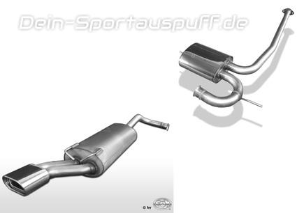 Fox Edelstahl Sportauspuff-Komplettanlage ab Kat Renault 19 Chamade 160x80mm flachoval eingerollt abgeschrägt mit Absorber