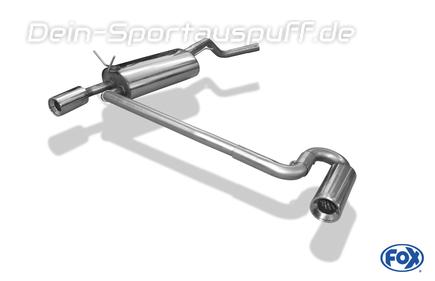 Fox Edelstahl Duplex Sportauspuff-Komplettanlage ab Kat Renault Megane 1 Fließheck 1x90mm rund eingerollt gerade mit Absorber