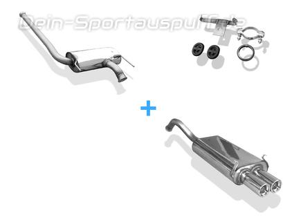 Fox Edelstahl Sportauspuff-Komplettanlage ab Kat Renault Laguna 1 Typ B56 Limousine 2x80mm rund eingerollt gerade mit Absorber