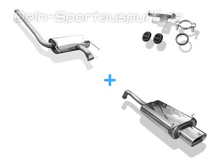 Fox Edelstahl Sportauspuff-Komplettanlage ab Kat Renault Laguna 1 Typ B56 Limousine 160x80mm flachoval eingerollt abgeschrägt mit Absorber