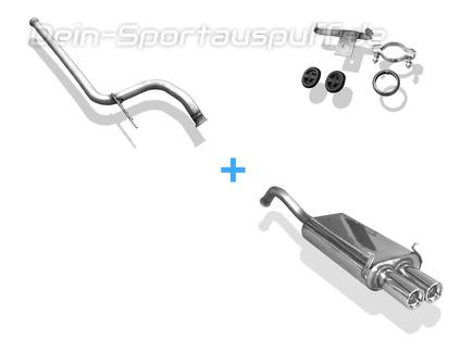 Fox Edelstahl Racing-Komplettanlage ab Kat. Renault Laguna 1 Typ B56 Limousine 2x80mm rund eingerollt gerade mit Absorber