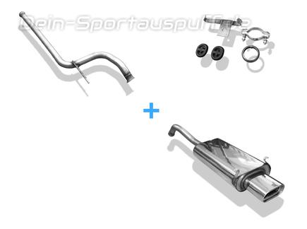Fox Edelstahl Racing-Komplettanlage ab Kat. Renault Laguna 1 Typ B56 Limousine 160x80mm flachoval eingerollt abgeschrägt mit Absorber
