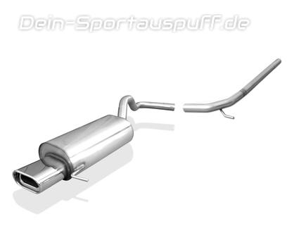 Fox Edelstahl Racing-Komplettanlage ab Kat. Seat Ibiza 2 Typ 6K Bj.93-99 135x80mm flachoval eingerollt abgeschrägt mit Absorber