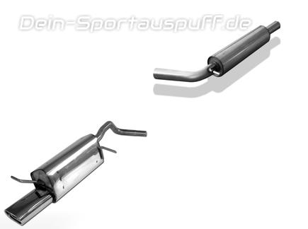 Fox Edelstahl Sportauspuff-Komplettanlage ab Kat Seat Ibiza 3 Typ 6L inkl. Sport (Mod. ohne Sport Endrohrausschnitt) 135x80mm flachoval eingerollt abgeschrägt mit Absorber