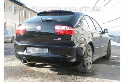 Fox Edelstahl Sportauspuff-Komplettanlage ab Kat Seat Leon 1M Cupra R Bj.99-06 140x90mm oval eingerollt abgeschrägt mit Absorber