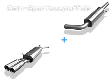 Fox Edelstahl Sportauspuff-Komplettanlage ab Kat Seat Toledo 2 Typ 1M Bj.99-04 2x76mm rund eingerollt gerade mit Absorber