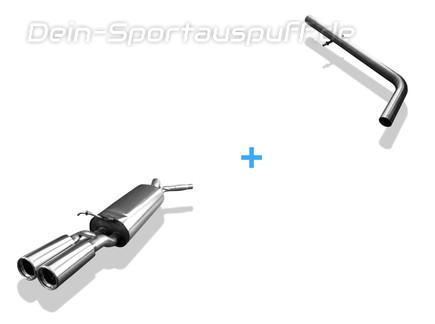 Fox Edelstahl Racing-Komplettanlage ab Kat. Seat Toledo 2 Typ 1M Bj.99-04 2x76mm rund eingerollt gerade mit Absorber