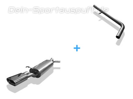 Fox Edelstahl Racing-Komplettanlage ab Kat. Seat Toledo 2 Typ 1M Bj.99-04 135x80mm flachoval eingerollt abgeschrägt mit Absorber