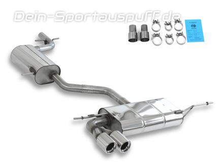 Fox Edelstahl Sportauspuff-Komplettanlage ab Kat Seat Altea 5P1 2x80mm rund eingerollt gerade mit Absorber