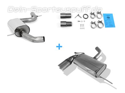 Fox Edelstahl Sportauspuff-Komplettanlage ab Kat Ø70mm-System Seat Altea 5P1 2x76mm rund eingerollt abgeschrägt mit Absorber