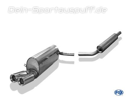 Fox Edelstahl Sportauspuff-Komplettanlage ab Kat Skoda Fabia 5J Schrägheck ab 2007 2x76mm rund eingerollt gerade mit Absorber