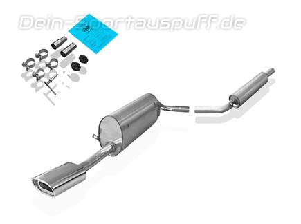 Fox Edelstahl Sportauspuff-Komplettanlage ab Kat Skoda Fabia 5J Combi ab 2007 135x80mm flachoval eingerollt abgeschrägt mit Absorber