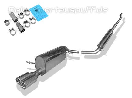 Fox Edelstahl Sportauspuff-Komplettanlage ab Kat Skoda Fabia RS 5J Schrägheck 2x76mm rund eingerollt gerade mit Absorber
