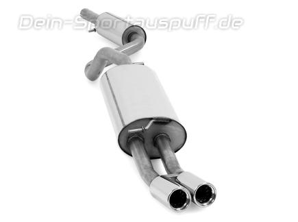 Fox Edelstahl Sportauspuff-Komplettanlage ab Kat Skoda Octavia 1U 2x76mm rund eingerollt gerade mit Absorber