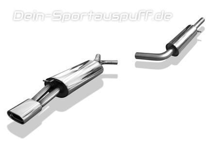 Fox Edelstahl Sportauspuff-Komplettanlage ab Kat Skoda Octavia 1U 135x80mm flachoval eingerollt abgeschrägt mit Absorber