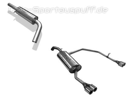 Fox Edelstahl Duplex Sportauspuff-Komplettanlage ab Kat Skoda Octavia 1U 2x76mm rund eingerollt gerade mit Absorber