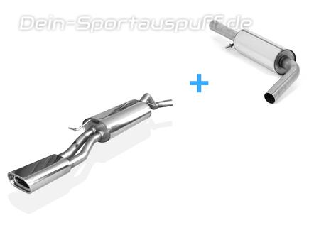 Fox Edelstahl Sportauspuff-Komplettanlage ab Kat Skoda Octavia RS 1U 160x80mm flachoval eingerollt abgeschrägt mit Absorber