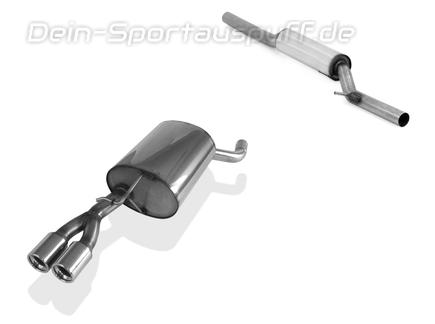 Fox Edelstahl Sportauspuff-Komplettanlage ab Kat Skoda Octavia 1U 1.9TD 2.0l 4x4 2x76mm rund eingerollt gerade mit Absorber