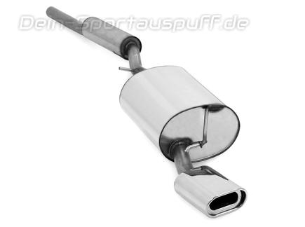 Fox Edelstahl Sportauspuff-Komplettanlage ab Kat Skoda Octavia 1U 1.9TD 2.0l 4x4 135x80mm flachoval eingerollt abgeschrägt mit Absorber