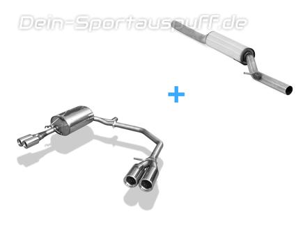 Fox Edelstahl Duplex Sportauspuff-Komplettanlage ab Kat Skoda Octavia 1U 1.9TD 2.0l 4x4 2x76mm rund eingerollt gerade mit Absorber