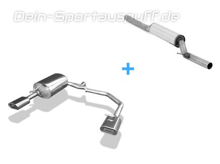 Fox Edelstahl Duplex Sportauspuff-Komplettanlage ab Kat Skoda Octavia 1U 4x4 135x80mm flachoval eingerollt abgeschrägt mit Absorber