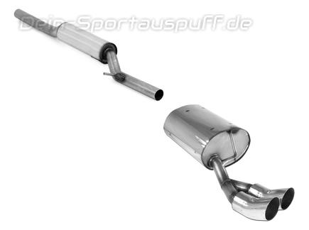 Fox Edelstahl Sportauspuff-Komplettanlage ab Kat Skoda Octavia 1U 1.8T 4x4 2x76mm DTM rund scharf gerade