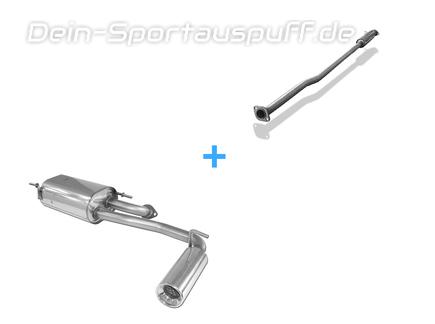 Fox Edelstahl Sportauspuff-Komplettanlage ab Kat Subaru Justy 2 JMA/MS ohne lack. Stoßstange 1x90mm rund eingerollt gerade mit Absorber