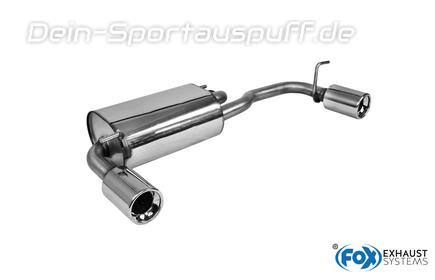 Fox Edelstahl Duplex Sportauspuff-Komplettanlage ab Kat Subaru Justy 2 JMA/MS ohne lack. Stoßstange 1x90mm rund eingerollt gerade mit Absorber