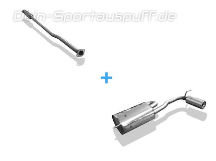 Fox Edelstahl Sportauspuff-Komplettanlage ab Kat Subaru Justy 2 JMA/MS mit lack. Stoßstange 1x90mm rund eingerollt gerade mit Absorber
