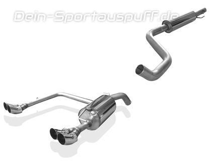 Fox Edelstahl Duplex Sportauspuff-Komplettanlage ab Kat Toyota Yaris 1 TS Typ P1 2x76mm DTM rund scharf gerade