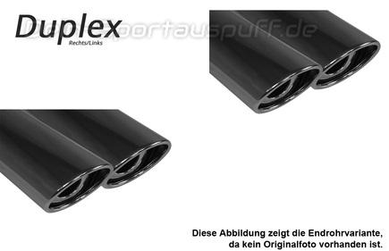 Fox Edelstahl Duplex Sportauspuff-Komplettanlage ab Kat Toyota Yaris 1 TS Typ P1 2x115x85mm oval eingerollt abgeschrägt mit Absorber