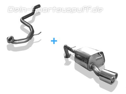 Fox Edelstahl Sportauspuff-Komplettanlage ab Kat Toyota Yaris 2 TS Typ XP9 1x90mm rund eingerollt abgeschrägt mit Absorber