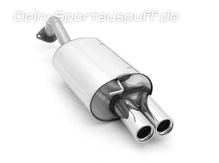 Fox Edelstahl Sportauspuff inkl. Verbindungsrohr auf Flansch Toyota Corolla E12 1.8 TS Schrägheck 2x80mm rund eingerollt gerade mit Absorber