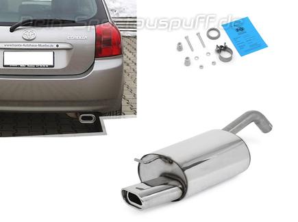 Fox Edelstahl Sportauspuff inkl. Verbindungsrohr Toyota Corolla E12 1.8 TS Schrägheck 135x80mm flachoval eingerollt abgeschrägt mit Absorber