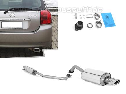 Fox Edelstahl Sportauspuff-Komplettanlage ab Kat Toyota Corolla E12 1.8 TS Schrägheck 135x80mm flachoval eingerollt abgeschrägt mit Absorber