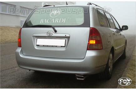 Fox Edelstahl Sportauspuff inkl. Verbindungsrohr Toyota Corolla E12 Kombi 1.4l 1.6l + 1.4D 135x80mm flachoval eingerollt abgeschrägt mit Absorber