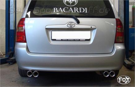 Fox Edelstahl Duplex Sportauspuff inkl. Verbindungsrohr Toyota Corolla E12 Kombi 2.0l Diesel 2x80mm rund eingerollt gerade mit Absorber