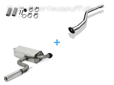 Fox Edelstahl Racing-Komplettanlage ab Kat. Toyota Celica T23 Bj.99-05 1x90mm rund eingerollt gerade mit Absorber