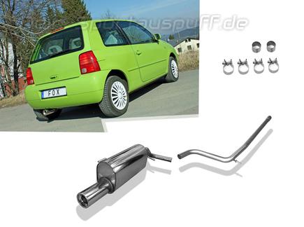 Fox Edelstahl Racing-Komplettanlage ab Kat. VW Lupo 1x90mm rund eingerollt gerade mit Absorber