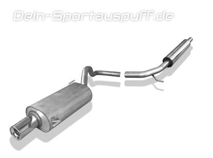 Fox Edelstahl Sportauspuff-Komplettanlage ab Kat Seat Ibiza 2 Typ 6K ab 7/96 1x90mm rund eingerollt gerade mit Absorber