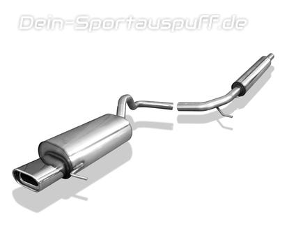 Fox Edelstahl Sportauspuff-Komplettanlage ab Kat Seat Ibiza 2 Typ 6K Bj.93-99 135x80mm flachoval eingerollt abgeschrägt mit Absorber