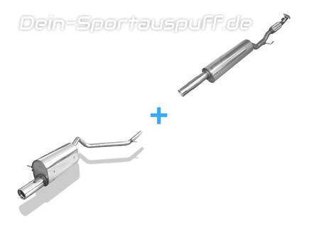 Fox Edelstahl Sportauspuff-Komplettanlage ab Kat VW Fox 1x80mm rund eingerollt gerade mit Absorber