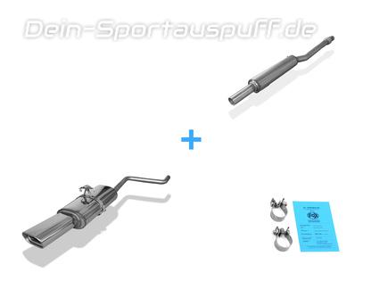 Fox Edelstahl Sportauspuff-Komplettanlage ab Kat VW Polo 86C 135x80mm flachoval eingerollt abgeschrägt mit Absorber