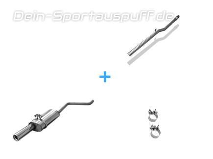 Fox Edelstahl Racing-Komplettanlage ab Kat. VW Polo 86C 1x80mm rund eingerollt gerade mit Absorber