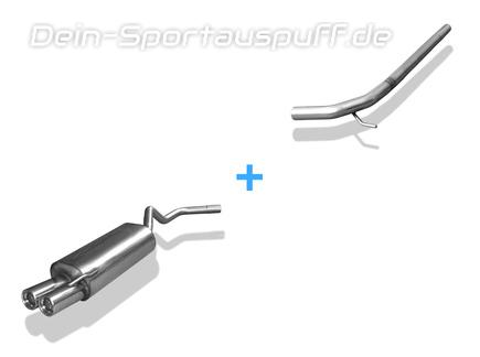 Fox Edelstahl Racing-Komplettanlage ab Kat. VW Polo 6N 2x76mm rund eingerollt gerade mit Absorber