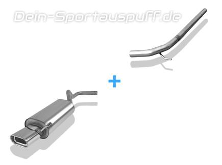 Fox Edelstahl Racing-Komplettanlage ab Kat. VW Polo 6N 135x80mm flachoval eingerollt abgeschrägt mit Absorber